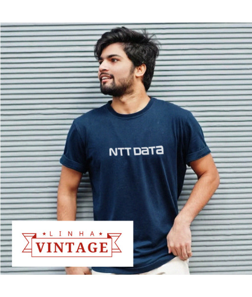 Camiseta Vintage Manga Curta Azul - NTTDATA Company Store