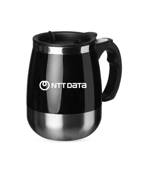 Caneca Preta com Misturador de Bebida -  NTTDATA Company Store [ESGOTADO]